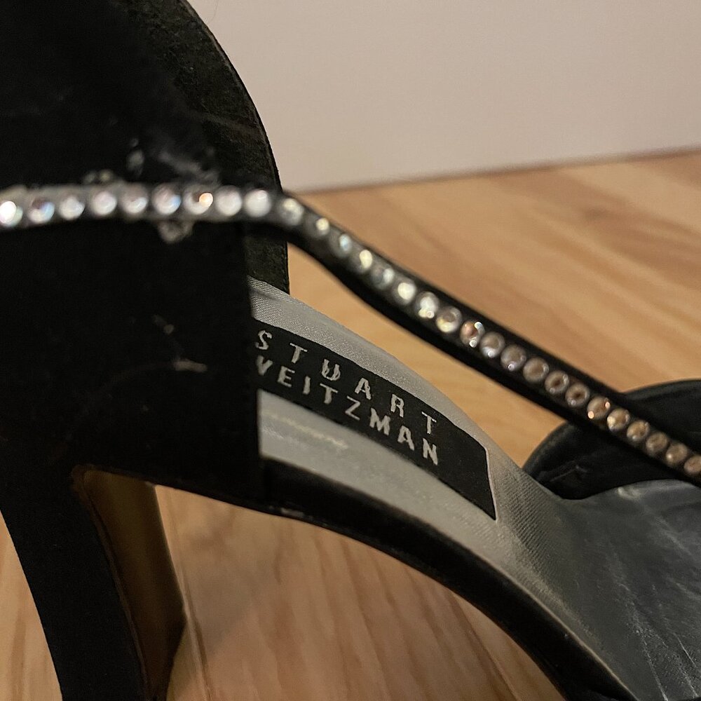 Vintage Stuart Weitzman Black & Crystal Pumps - Size 8 - Picture 9 of 10